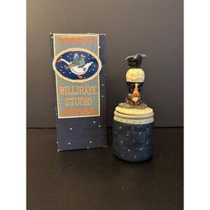 Vintage WILLIRAYE Studio Snowman Bluebird Candle Rustic